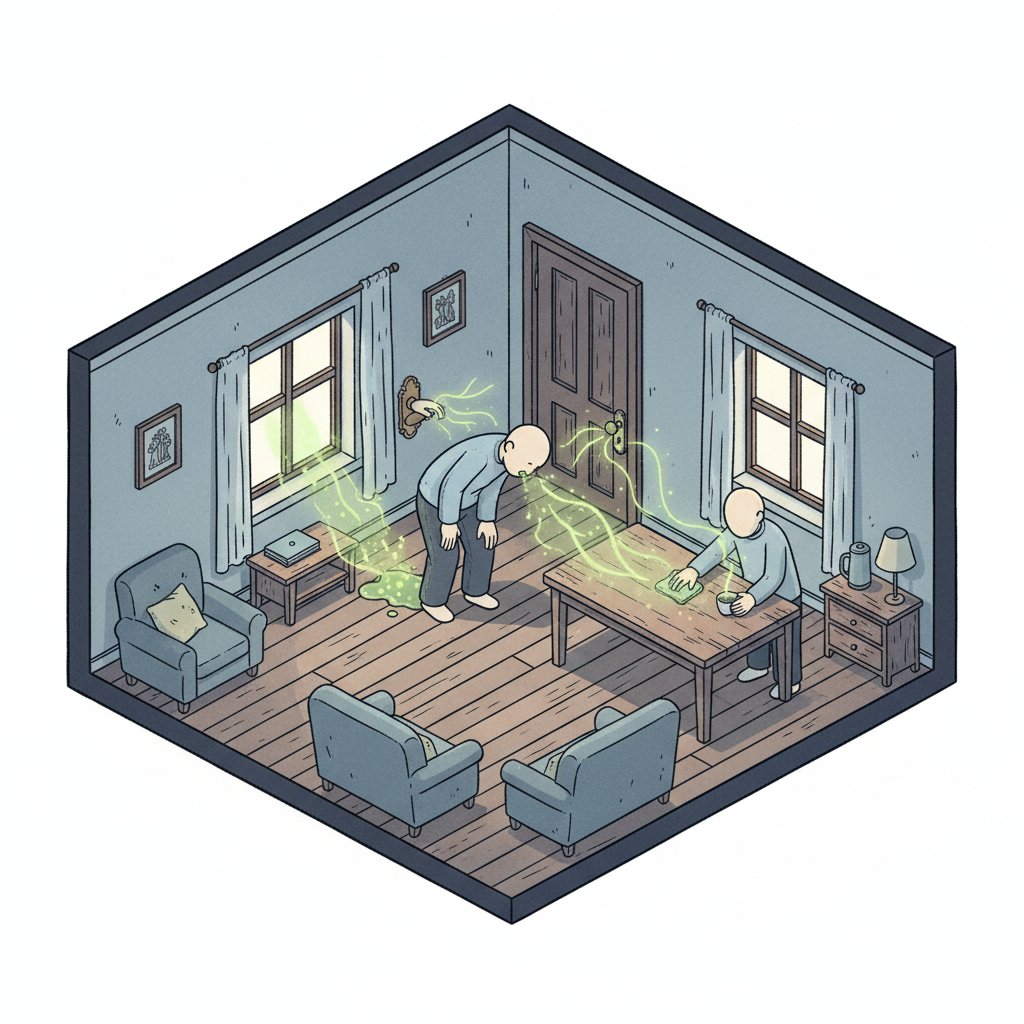 胃腸風邪の強力なウイルス感染経路のイラスト