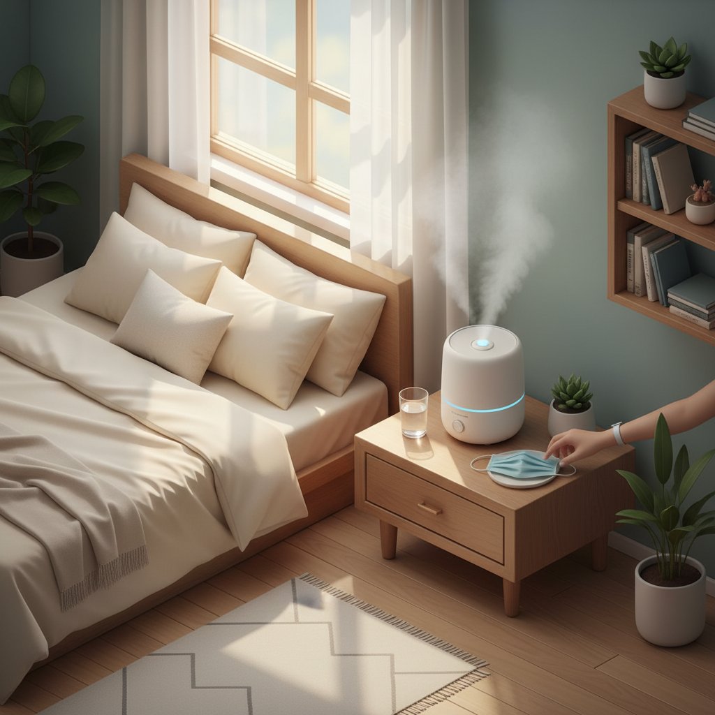 加湿器と濡れマスク